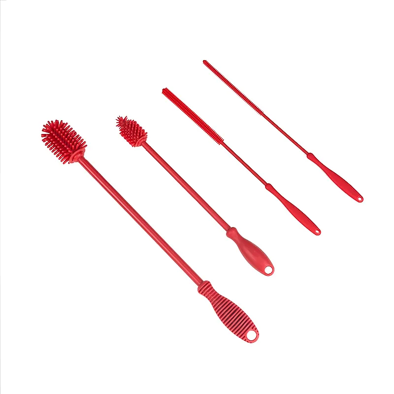 Red silicone brushes and small kitchen utensil samples